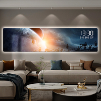 Peinture décorative sur le thème de l'espace cosmique, horloge numérique électronique, tableau mural pour chambre à coucher ou canapé