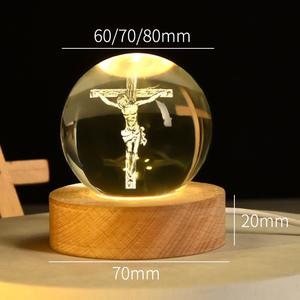 ไฟกลางคื<span class=keywords><strong>น</strong></span>ประดับด้วยเลเซอร์ลูกบอลคริสตัล3D ของขวัญทางศาสนาของชาวคริสต์โคมไฟยูวีประดับตกแต่งคริสต์มาสโคมไฟกลางคื<span class=keywords><strong>น</strong></span> - Product Image 4