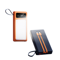 Batterie externe solaire Li-Polymère fiable 20000mAh avec 4 câbles intégrés, affichage numérique LED 20W, ultra-mince, chargeur rapide 2-en-1 pour l'extérieur