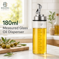 Bouteille Distributrice d'Huile en Verre Cylindrique Écologique 180ml 6oz avec Bec Verseur à Levier et Échelle de Mesure, Logo Personnalisé, Vente en Gros, Bolong