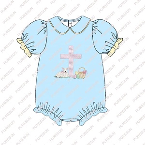 Vêtements <span class=keywords><strong>de</strong></span> pâques pour petite fille, seerventouse, tenues bouffantes, œufs brodés, vente en gros, printemps, 2023 - Product Image 3