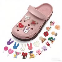 Accessoire de chaussure en caoutchouc lumineux DIY, motif lapin, cœur, fleur, pour chaussures à trous