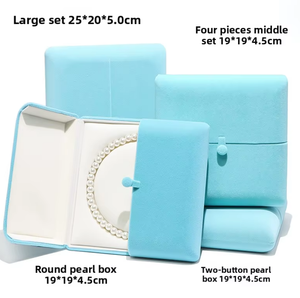 Caja de Joyería Moderna de Terciopelo Cuadrada de Lujo, en Oferta, para Juego de Collar de Perlas, Cadena, Colgante, con Cierre de Botón, en Stock - Product Image 3