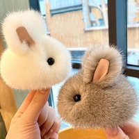 Article populaire : Porte-clés en peluche mignon en fourrure de vison, motif lapin, dessin animé, ailes de chauve-souris, forme de glace diabolique, poupée
