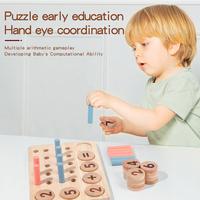 Compteur à dix chiffres en bois Montessori, jouet mathématique en bois de hêtre, jeu de comptage et d'empilage des nombres, kit d'apprentissage éducatif pour tout-petits