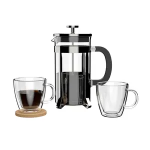 High Temperature Proof Coffee Pot Tea Maker High Borosilicate Glass With Stainless Steel French Press