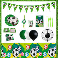 Nicro Factory Wholesale 146pcs Football Sport Theme Soccer Design Disposable Tableware Kit Birthday Party Decorations Supplies