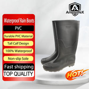 Botas de Lluvia Impermeables Negras Resistentes, Botas de Trabajo Antideslizantes y Resistentes al Barro, Ideales para Acampar al Aire Libre, Pescar y Trabajar - Product Image 1