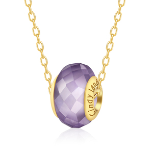 Collier de pierre de naissance en améthyste à la mode pour femmes avec chaîne à maillons Logo personnalisable Mode en cristal naturel perlé pour les fêtes de guérison - Product Image 2