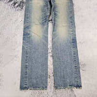 Bottes courtes pour hommes sur mesure, vintage, en denim indigo coupe droite, coupe-vent, écologiques, délavées aux enzymes, effet vieilli, avec ourlet de poche