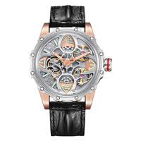 50m wasserdichte benutzer definierte Business Herren uhr automatische Chronograph Herren Armbanduhren Luxus Echt leder Uhr