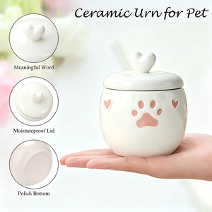 Urnes funéraires pour animaux de compagnie en céramique écologiques, fabriquées à la main, de luxe moderne, prix d'<span class=keywords><strong>usine</strong></span>, couleur personnalisée, décoratives en <span class=keywords><strong>porcelaine</strong></span>, pour chiens et chats. - Product Image 2