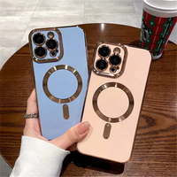 Étui de téléphone en TPU souple antichoc de luxe pour iPhone 11 12 13 14 15 16 Pro Max 14 Plus 14 Plating Magnetic Wireless Charging Cover