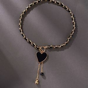 유럽 미국 국경 간 뜨거운 판매 차가운 바람 검은 나비 사랑 포장 합금 금도금 다이아몬드 쇄골 목걸이 - Product Image 4