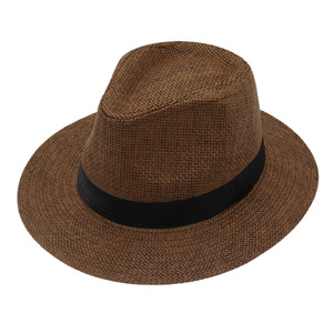<span class=keywords><strong>Sombrero</strong></span> Fedora Panamá de césped Natural para hombre y <span class=keywords><strong>mujer</strong></span>, <span class=keywords><strong>sombrero</strong></span> de paja para playa, barato - Product Image 6