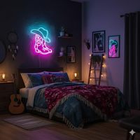 Enseignes néon LED en forme de cœurs pour décoration murale, enseigne néon LED en forme de botte et de chapeau de cowboy pour bar, lumière LED pour fête à domicile