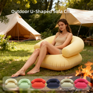 Foldable Modern Single PVC Portable <b>Inflatable</b> Chair for Indoor/Outdoor Use U-shaped <b>Inflatable</b> Armrest Backrest Lazy <b>Sofa</b> - Product Image 4