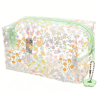 Bolsa de Maquillaje Transparente con Diseño Floral para Mujer, Bolsa de Cosméticos Moderna, Aprobada por la TSA, Impermeable, para Estadio