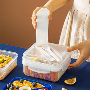 Boîte à bento rectangulaire pour repas gourmands, en plastique PP de qualité alimentaire, avec compartiment à sauce, pour le bureau et les entraînements - Product Image 4