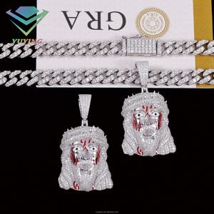 จี้โมอิสซาไนต์แฟชั่นสำหรับผู้ชาย เงินแท้ S925 รูปพระเยซู สไตล์ฮิปฮอป ประดับเพชรโมอิสซาไนต์ - Product Image 4