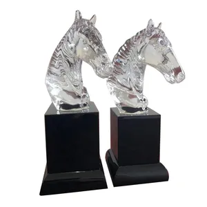 Fabricante personalizado Animal troféu lembrança estátua vidro cavalo cabeça cristal troféu