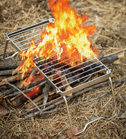 Tête de réchaud en acier inoxydable extensible pour l'extérieur, plateau de cuisson portable, support pliable, grille de barbecue pour la randonnée
