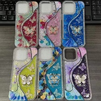 Coque de téléphone en TPU scintillante effet diamant pour iPhone 17 16 15 14 13 12 11 et Samsung A03Core A04E A12 A15, avec motif papillon décoratif
