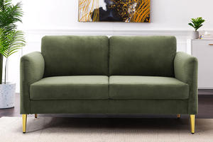 Sofá Cama Moderno de Corduroy Cuadrado con Cojines Tapizados de Felpa y Estructura de Madera Sólida, Mueble Compacto para Sala de Estar o Apartamento - Product Image 4