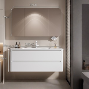 ตู้ห้องน้ำไม้เนื้อแข็งสไตล์ฝรั่งเศสพร้อมอ่างล้างหน้าแบบรวมในตัว - Product Image 6