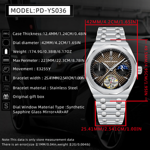 นาฬิกาข้อมือผู้ชาย PAGANI DESIGN 2026 ขนาด 42 มม. หน้าปัดสีน้ำเงิน หรูหรา เครื่องกลไกอัตโนมัติ กระจกแซฟไฟร์ ตัวเรือนสแตนเลส รุ่น PD-YS036 - Product Image 3