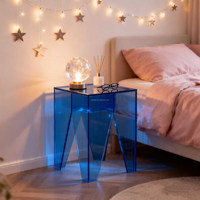 Table d'appoint de canapé nordique en acrylique de haute qualité, tables de chevet modernes bleues pour chambre à coucher, meubles portables créatifs pour la maison, le bureau et la maison
