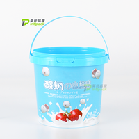 Boîte de rangement pour biscuits de 1,3 L en plastique réutilisable, imprimé IML, seau en plastique pour popcorn, emballage personnalisé avec poignée
