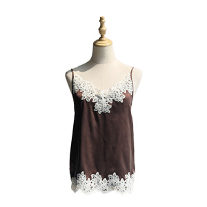 Camisola de seda lavada de alta calidad para mujer, con encaje, estilo dulce y sexy, sin mangas - Product Image 6