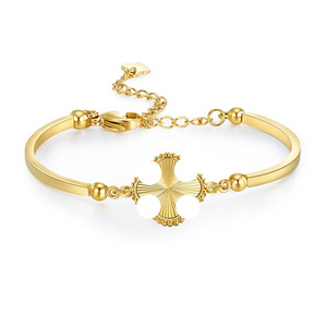 Joyería <span class=keywords><strong>de</strong></span> Moda <span class=keywords><strong>de</strong></span> Alta Gama al por Mayor, Brazalete <span class=keywords><strong>de</strong></span> <span class=keywords><strong>Acero</strong></span> <span class=keywords><strong>Inoxidable</strong></span> con Trébol <span class=keywords><strong>de</strong></span> Cuatro Hojas y Cinco Flores, Chapado en Oro <span class=keywords><strong>de</strong></span> 18k, para Mujer - Product Image 2