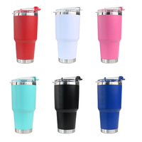 Logo personnalisé cadeau de Noël 30oz gobelet sous vide enduit de poudre tasses à café en acier inoxydable isolé voiture voyage avec paille
