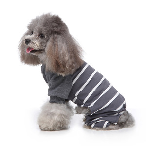 Pijamas para mascotas, ropa a rayas para el hogar, ropa estampada de algodón para perros, pijamas de cuatro patas, ropa tejida para mascotas - Product Image 5