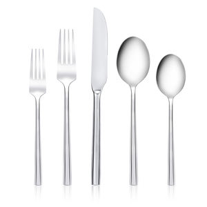 Cubiertos de acero inoxidable plateados de 5 piezas para restaurante, juego de cubiertos para boda, venta al por mayor. - Product Image 3