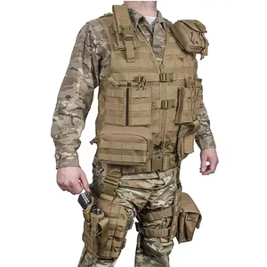 Gilet tactique en nylon imperméable Molle, porte-plaques à dégagement rapide, ajustable avec suspensions pour jambes, pour l'entraînement en extérieur - Product Image 6