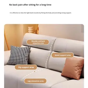 أريكة زرقاء بسيطة حديثة بثلاثة مقاعد وحدات صغيرة من الجلد الطبيعي من الفولاذ المقاوم للصدأ إسفنجة مقطعية - Product Image 4