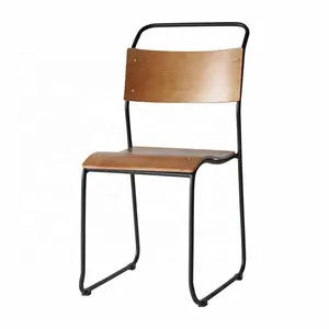 Промышленные металлические стулья для кафе, магазина, ресторана, штабелируемые стальные обеденные стулья из фанеры для мероприятий