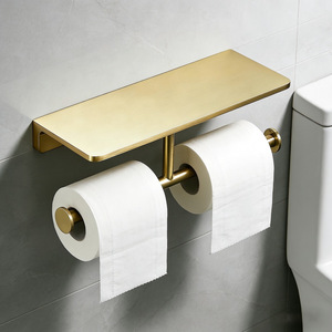 Porte-rouleau de papier toilette mural en cuivre doré pour salle de bain, boîte à papier de qualité professionnelle - Product Image 3