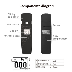 Tragbarer profession eller kontaktloser Atemprobenahme-Alkohol <span class=keywords><strong>tester</strong></span> Persönlicher Alarm gasana lysator - Product Image 3