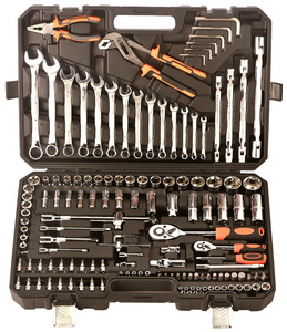 Coffret d'outils de réparation automobile et moto robuste de 150 pièces avec clés à douille et tubes, garantie 1 an, personnalisable OEM - Product Image 1