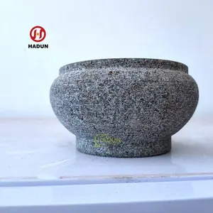 Mortier et pilon en pierre de granit d'outil de cuisine antique de grande taille personnalisé