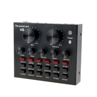 Kartu Suara USB V8 Grosir, Mixer Audio, Antarmuka Sound Board untuk PC Gaming & Perekaman, Pengubah Suara