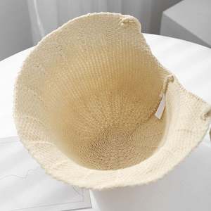 Spring Summer Cute Lady Sun Hat Ponytail Hole Knitted Bucket Hats With Rope <b>Tie</b> - Product Image 3