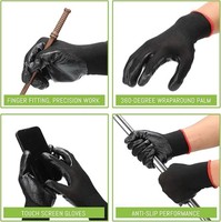 Gants de travail en polyester rouge 13G avec revêtement en nitrile noir lisse, résistants à l'huile et aux produits chimiques, réutilisables, vente en gros