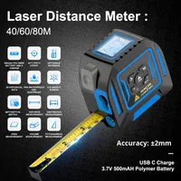 Outil de mesure laser et ruban numérique 40m/60m/80m et 5m avec écran LCD