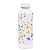 Botol Minum Olahraga Ramah Lingkungan dari Baja Anti Karat, Motif Bunga Warna-warni, Termos Vakum Terisolasi, Promo Panas