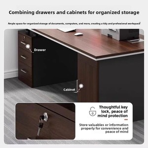 <b>Office</b> Desk Employee <b>Workstation</b> Single Table Chair Set Minimalist Modern Solid Wood Removable Customizable Size Home Drawer - Product Image 2